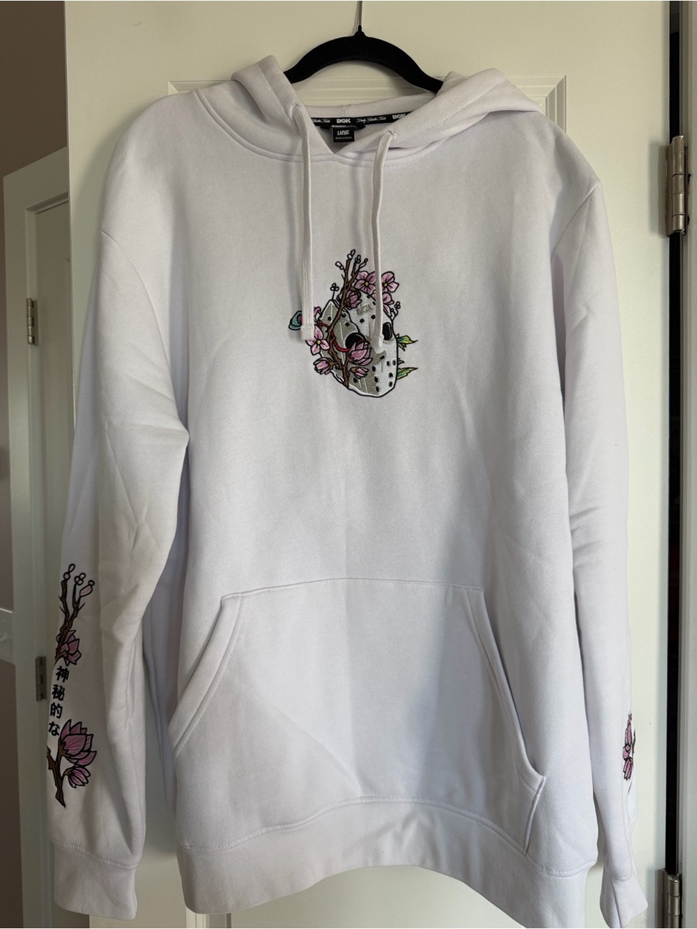 DGK White Hoodie with Pink Floral Mask Graphic